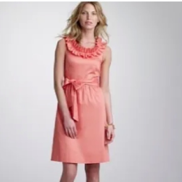 J Crew Ruffle Neck Sleeveless Cotton Sateen Dress Size 6 - Picture 1 of 14